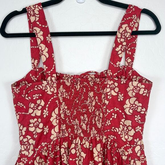 Free People Laters Baby Floral Midi Dress in Red Size XS - Picture 6 of 16
